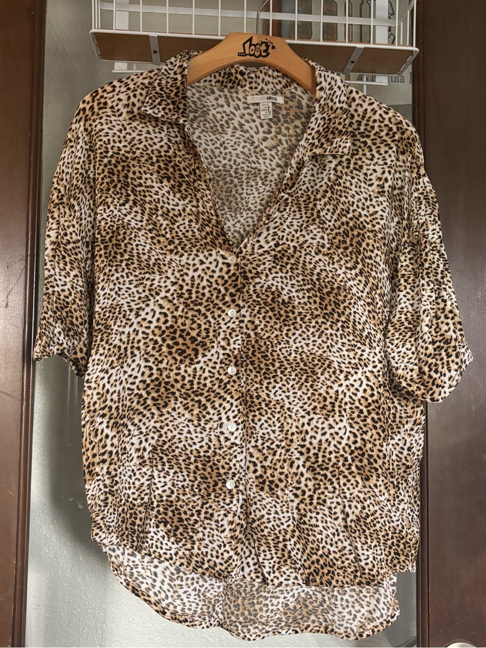 Amuse society leopard print button down